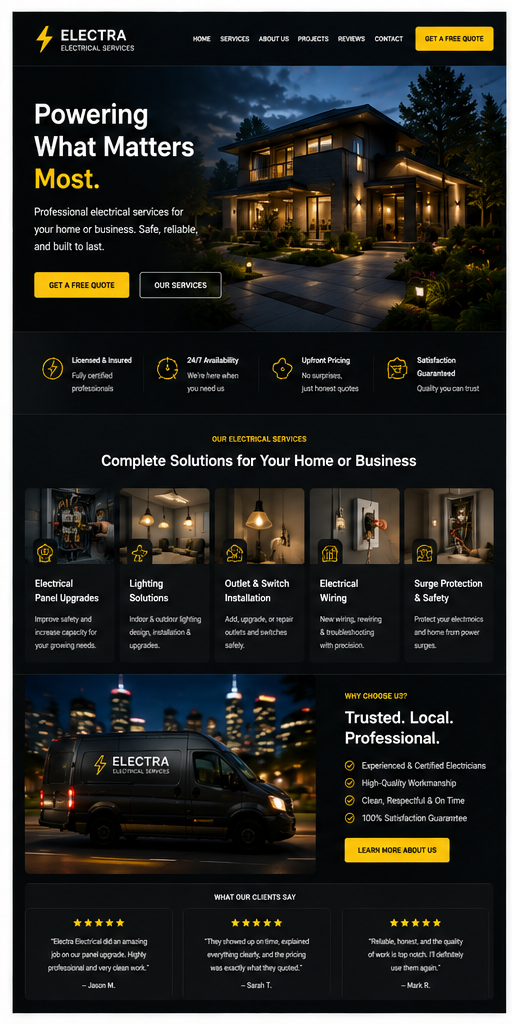 Electrical website portfolio example 1