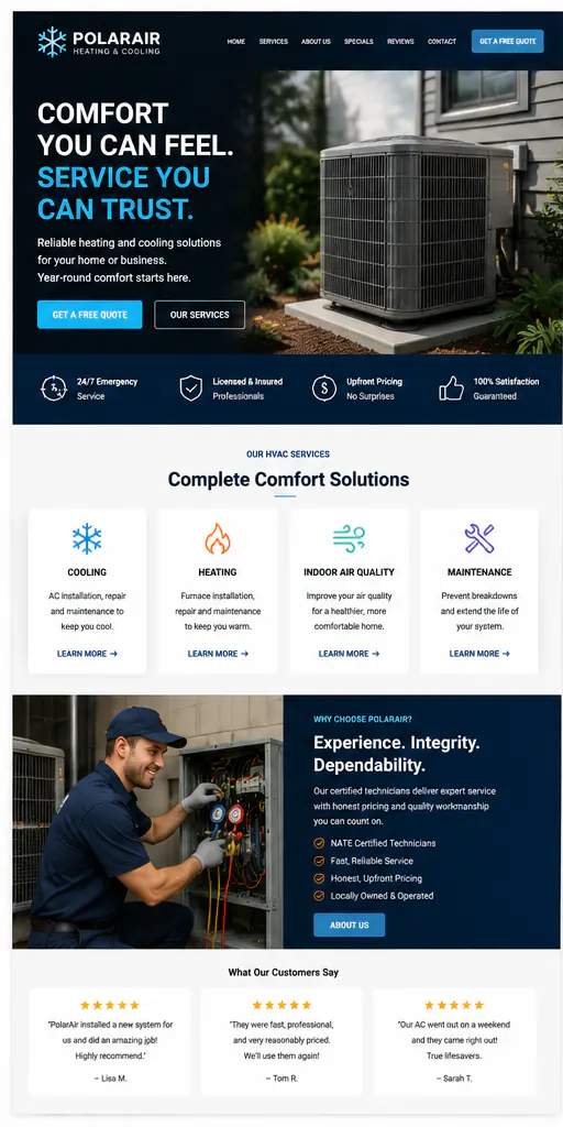 HVAC website portfolio example 1