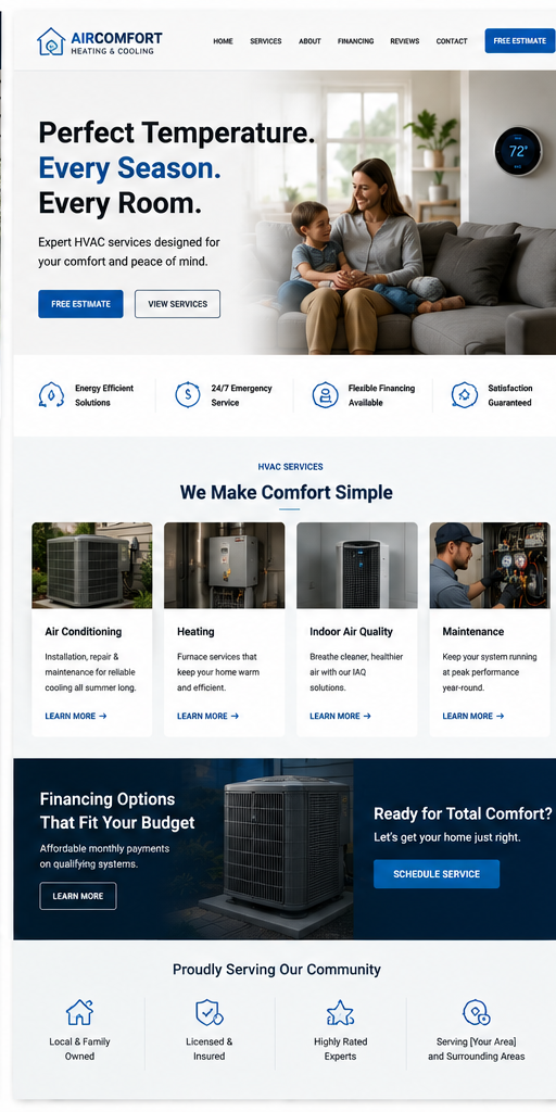 HVAC website portfolio example 2