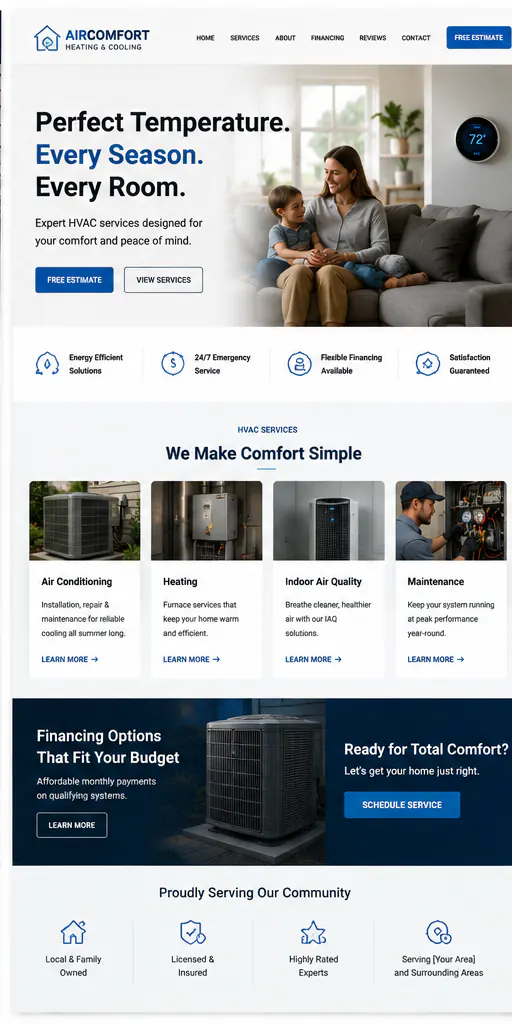 HVAC website portfolio example 2
