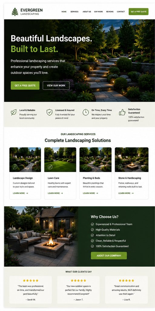 Landscaping website portfolio example 1