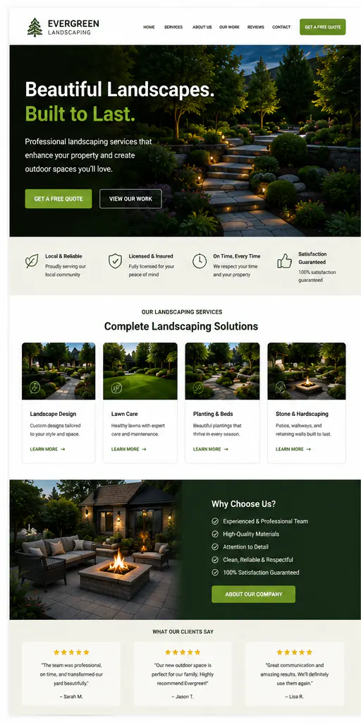 Landscaping website portfolio example 1