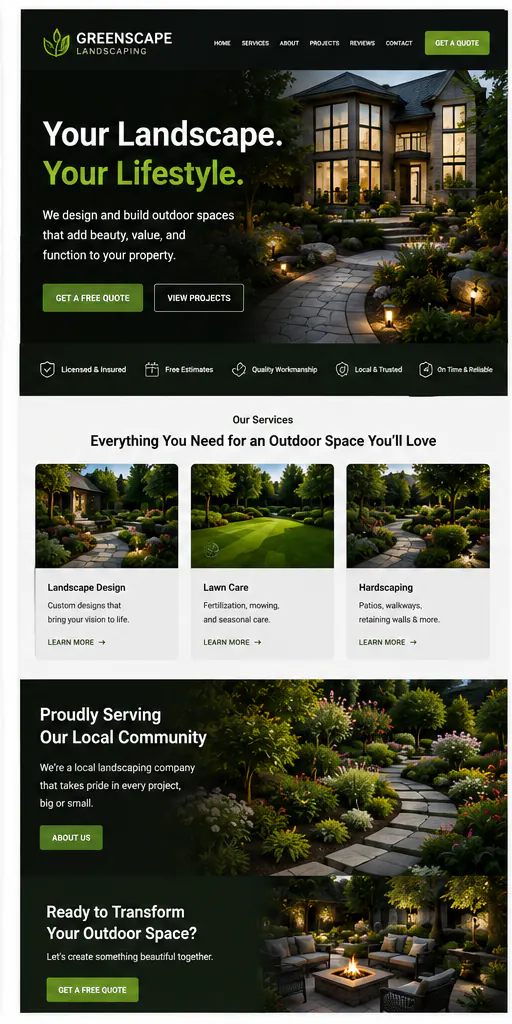Landscaping website portfolio example 2