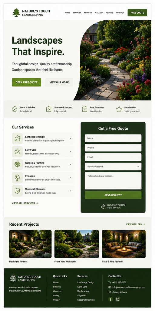 Landscaping website portfolio example 3