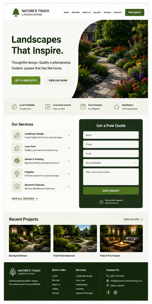 Landscaping website portfolio example 3