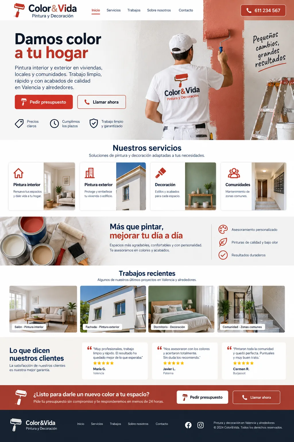 Web española completa para empresa de pintura y decoración