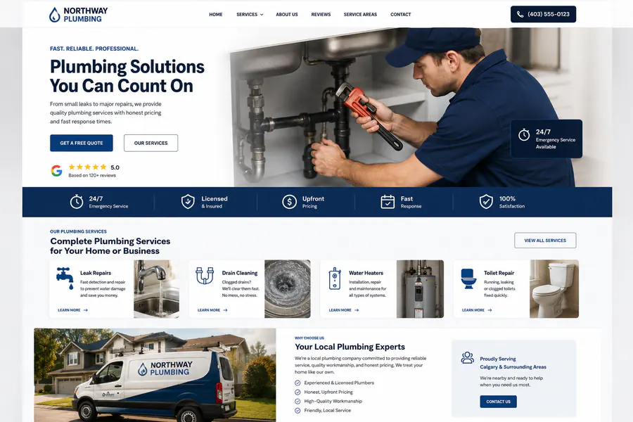 Plumbing website portfolio example 2