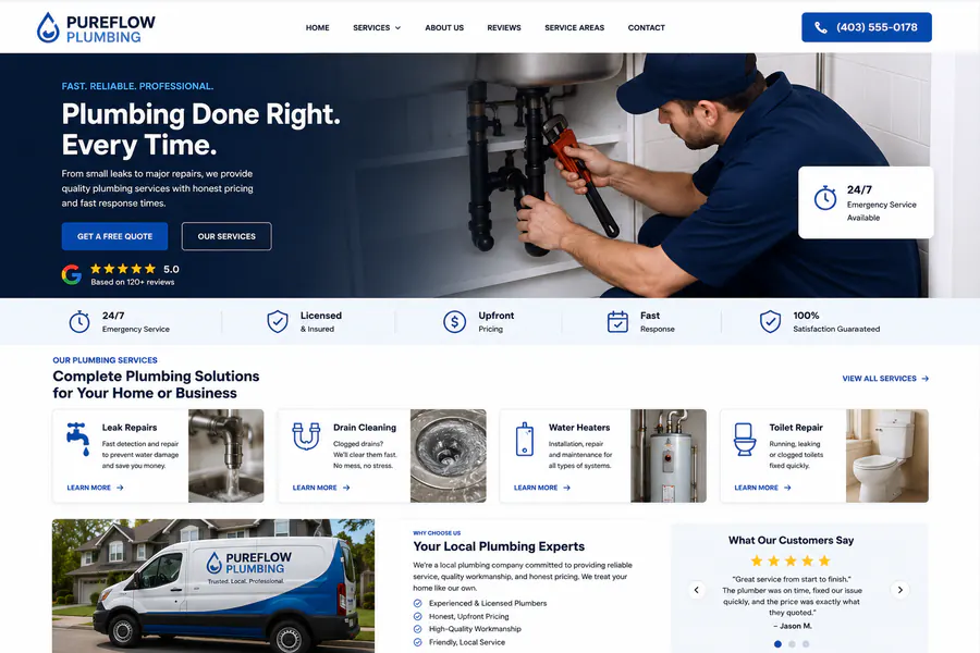 Plumbing website portfolio example 3