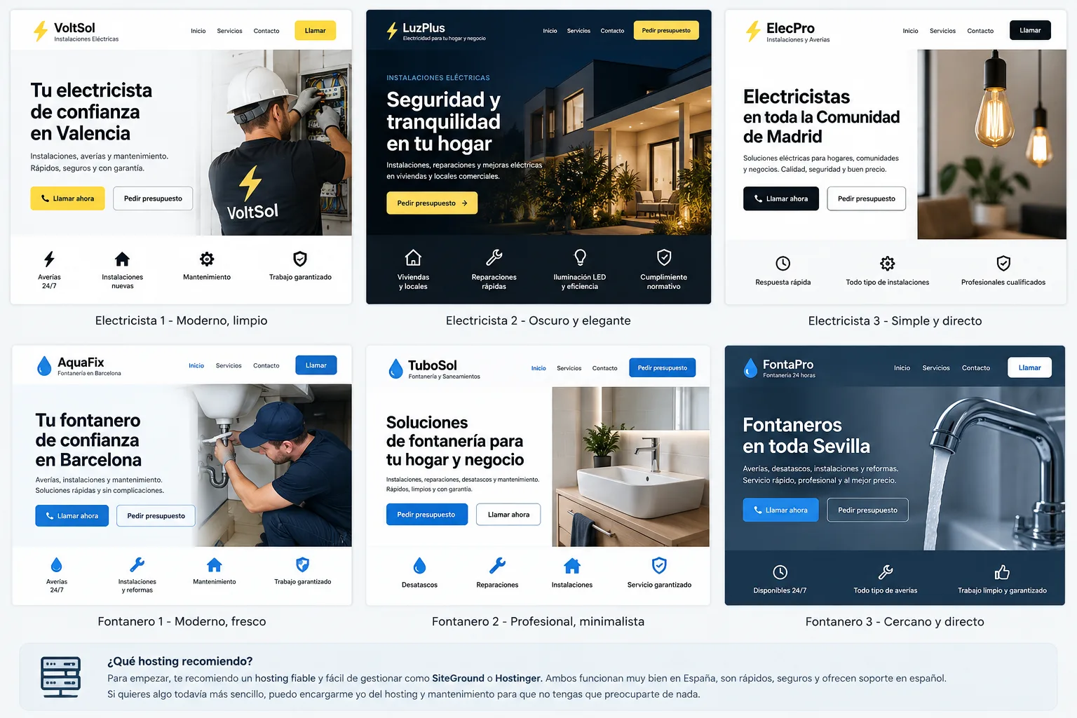 Ejemplos de webs profesionales para empresas locales