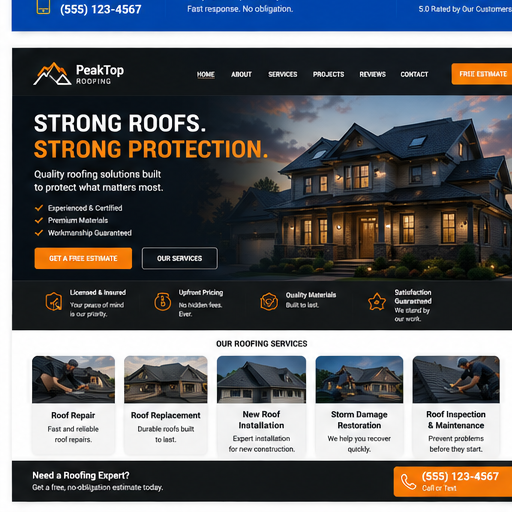 Roofing website portfolio example 1