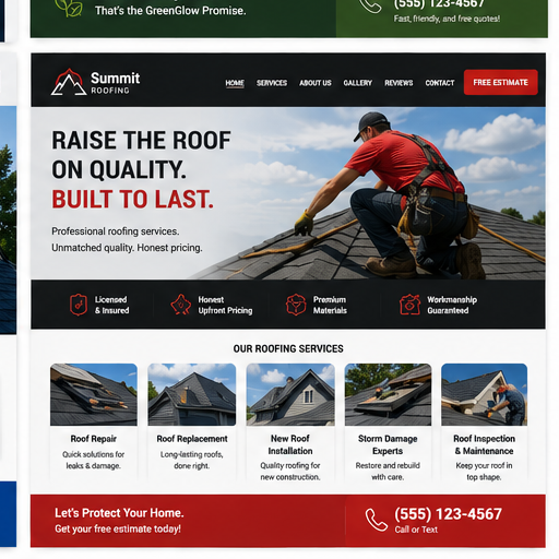 Roofing website portfolio example 3
